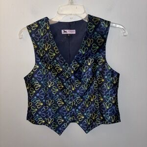 Sterling Collection Girls Sz14 Blue  Neon Floral‎ Vest Unisex Western Colorful